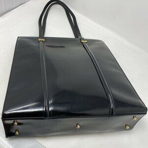Vintage Gucci Tom Ford Eta Tall Black Glazed Patent Shoulder Bag